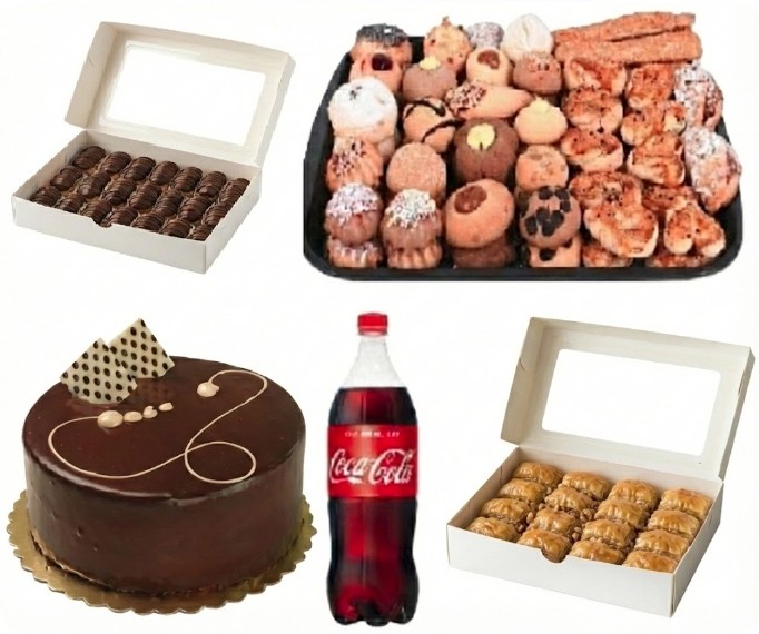 4-6 Kişilik Çikolatalı Yaş Pasta + Kuru Pasta + Cevizli Baklava + Ekler Menü Samsun pasta
