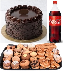 Kutlama Seti: Çikolatalı Yaş Pasta Kuru Pasta ve Kola Üçlüsü Samsun pasta